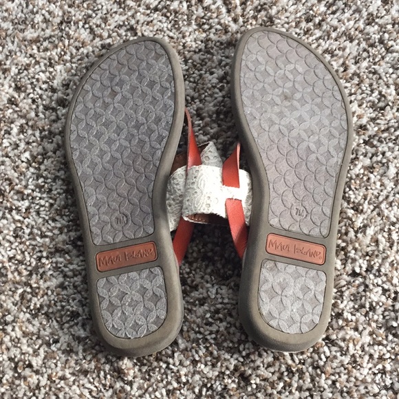 Women’s leather/lace ivory sandals size 7 - Picture 2 of 2